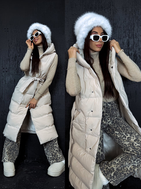 Long vest "FALL" FC27 - LIGHT BEIGE PRE-ORDER